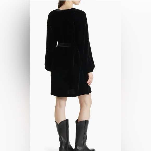 Faherty Naomi Long Sleeve Velvet Women’s Dress. Size M Color Moomlit Black. - Picture 9 of 12